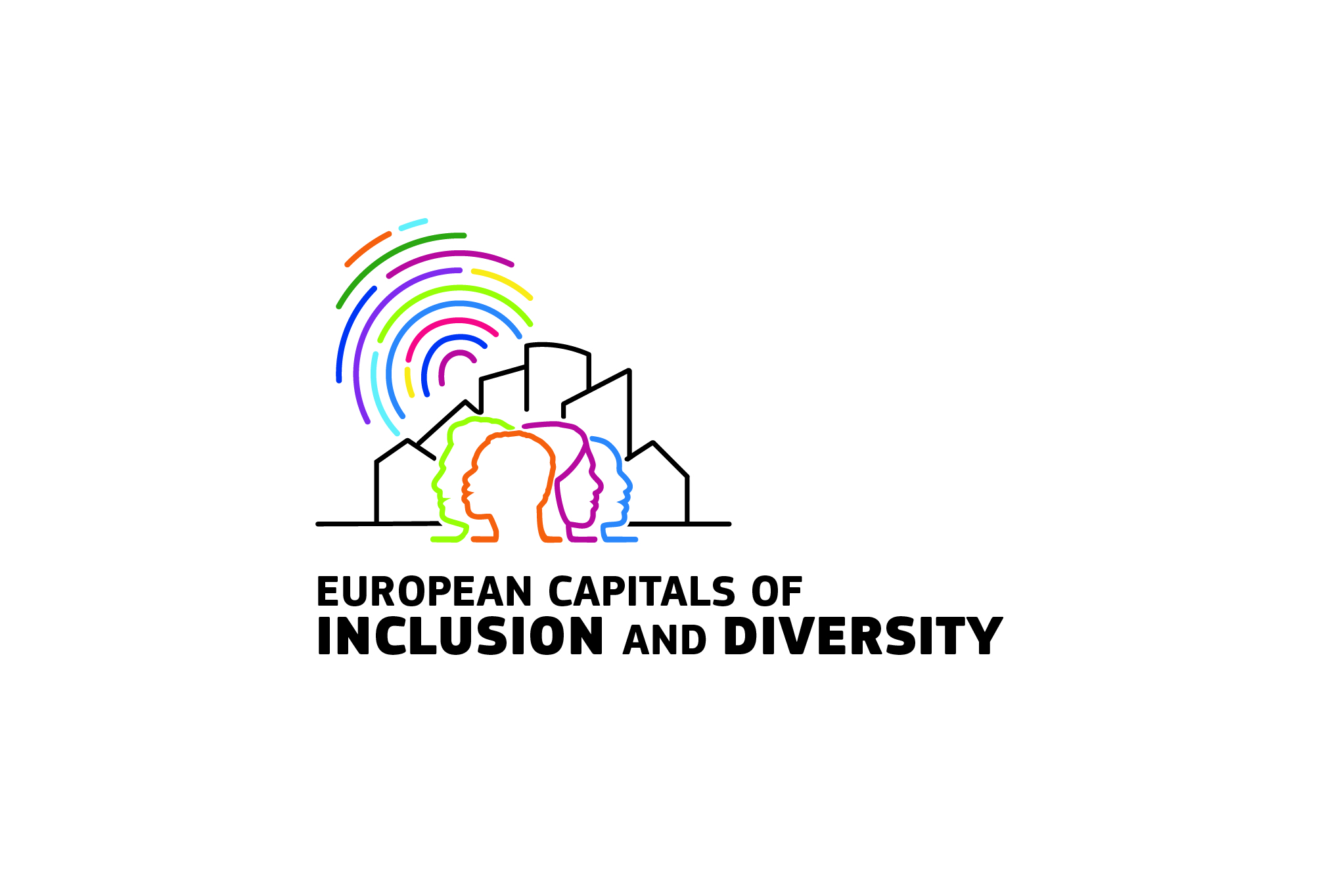 Logo des European Capitals of Inclusion and Diversity Awards für Städte, Kommunen und Regionen, die Diversität auf besondere Weise fördern und Diskriminierung bekämpfen.